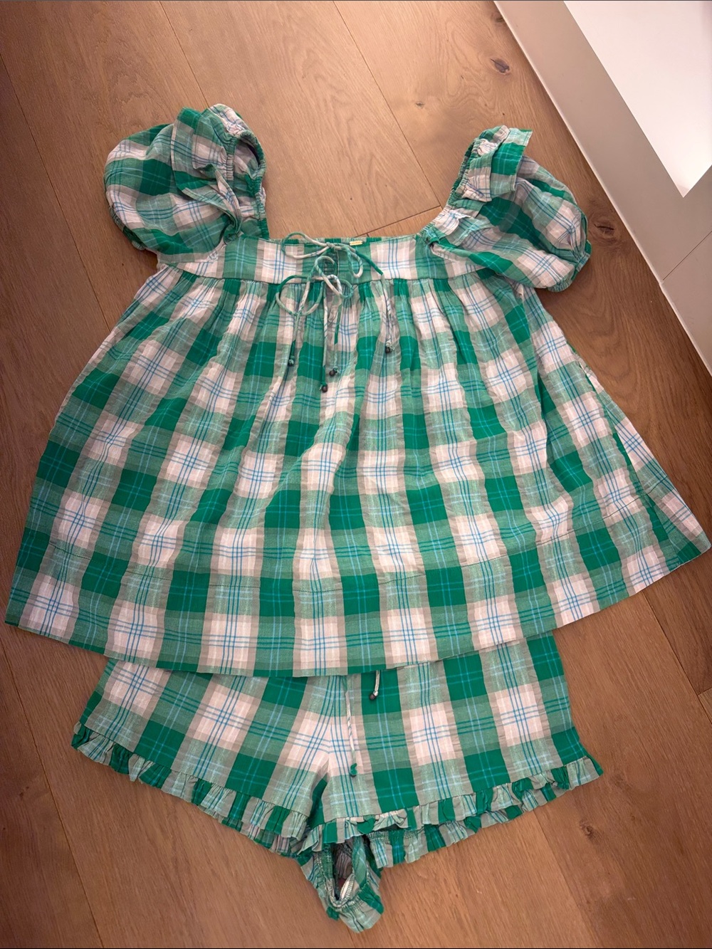 Free People Plaid matching top and shirt set